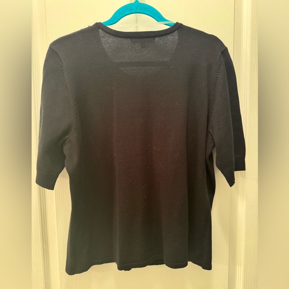 NY Collection Black Embellished Collar 1/2 Sleeve Open Cardigan Ladies XL. NWOT - Picture 3 of 12